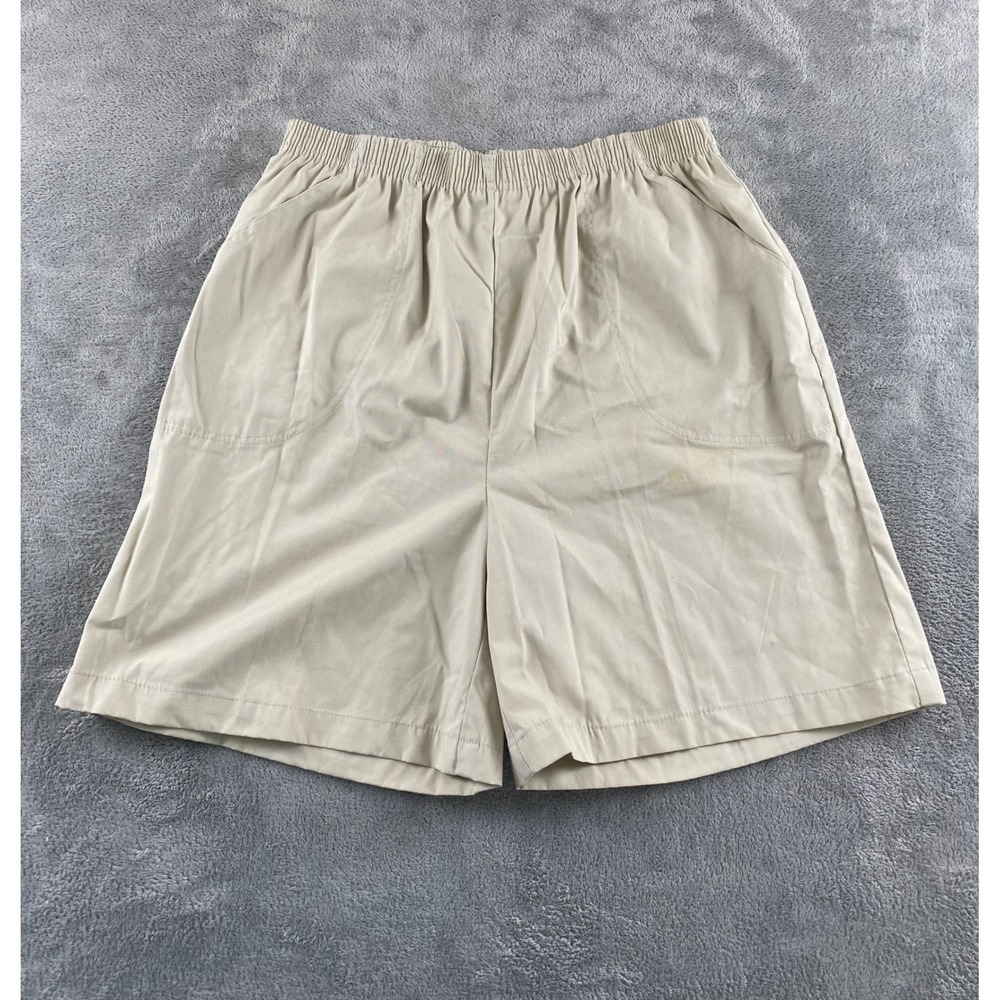 Palm Harbour Petite Womens Tan Khaki Elastic Waist Pull On Shorts‎ Size PL